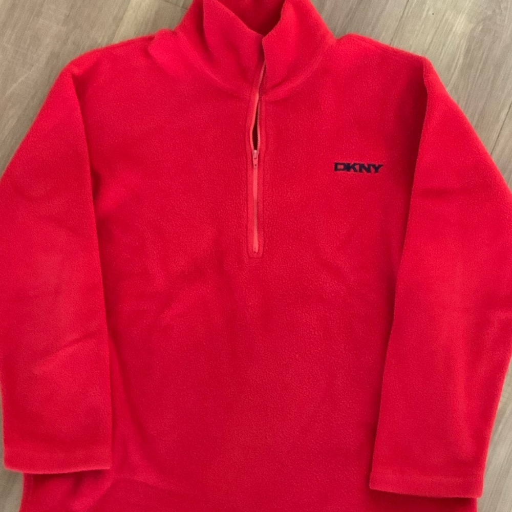 DKNY Kids Bright Red Quarter-Zip Fleece Pullover